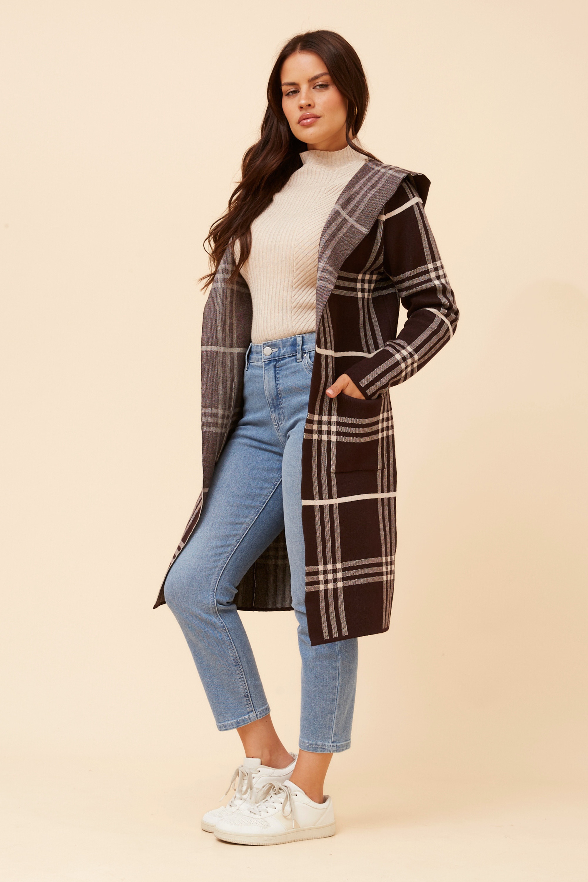 TORONTO CHECK PRINT KNIT CARDIGAN