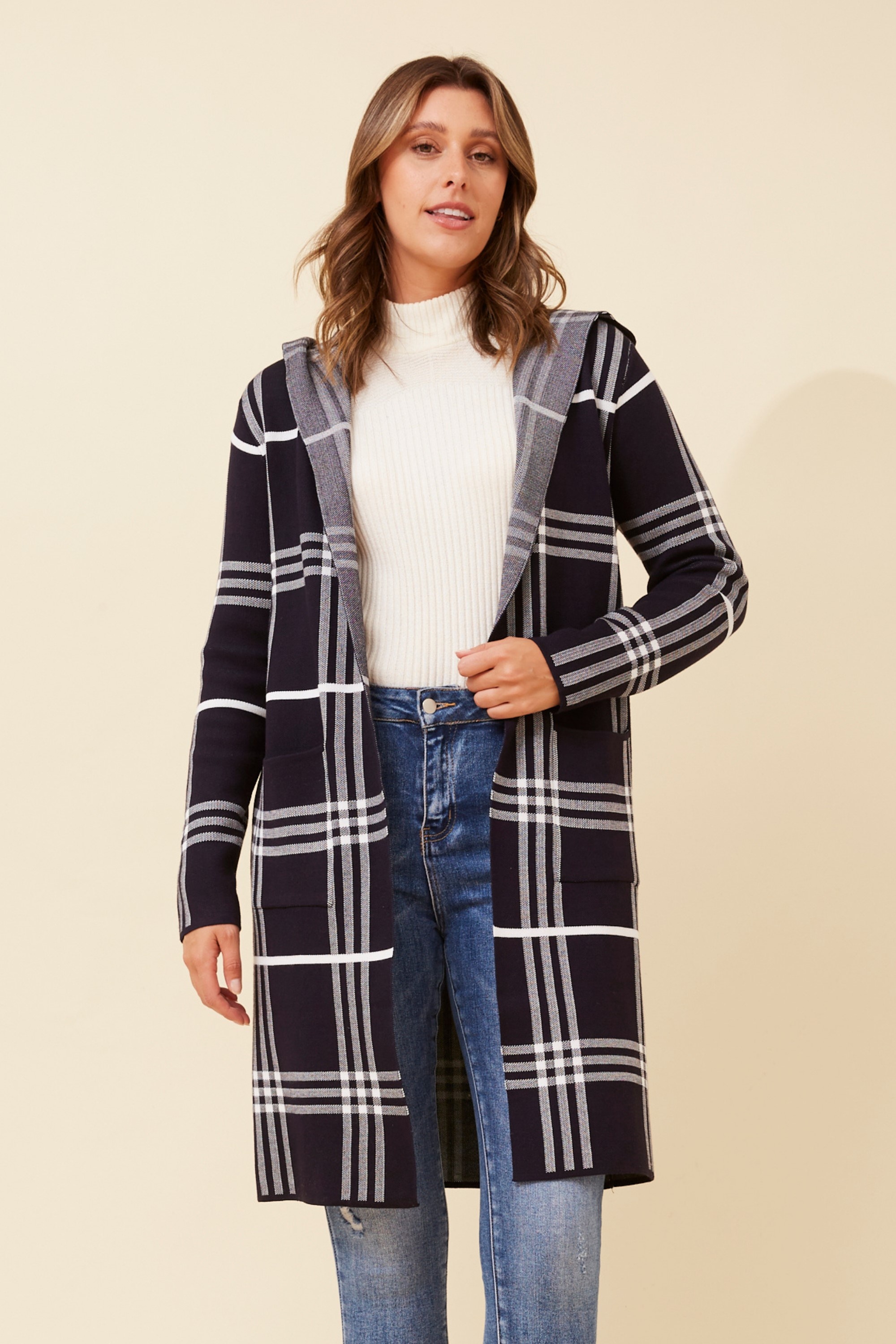 TORONTO CHECK PRINT KNIT CARDIGAN