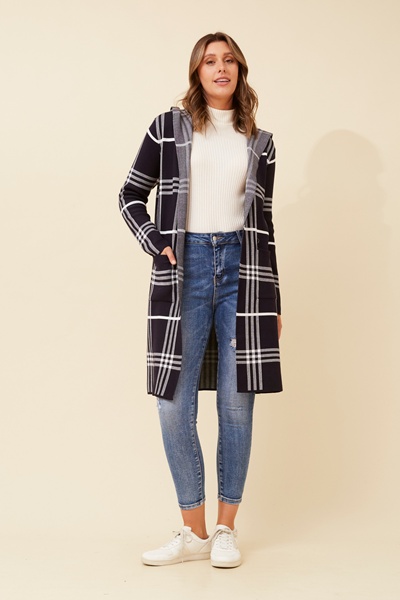 TORONTO CHECK PRINT KNIT CARDIGAN
