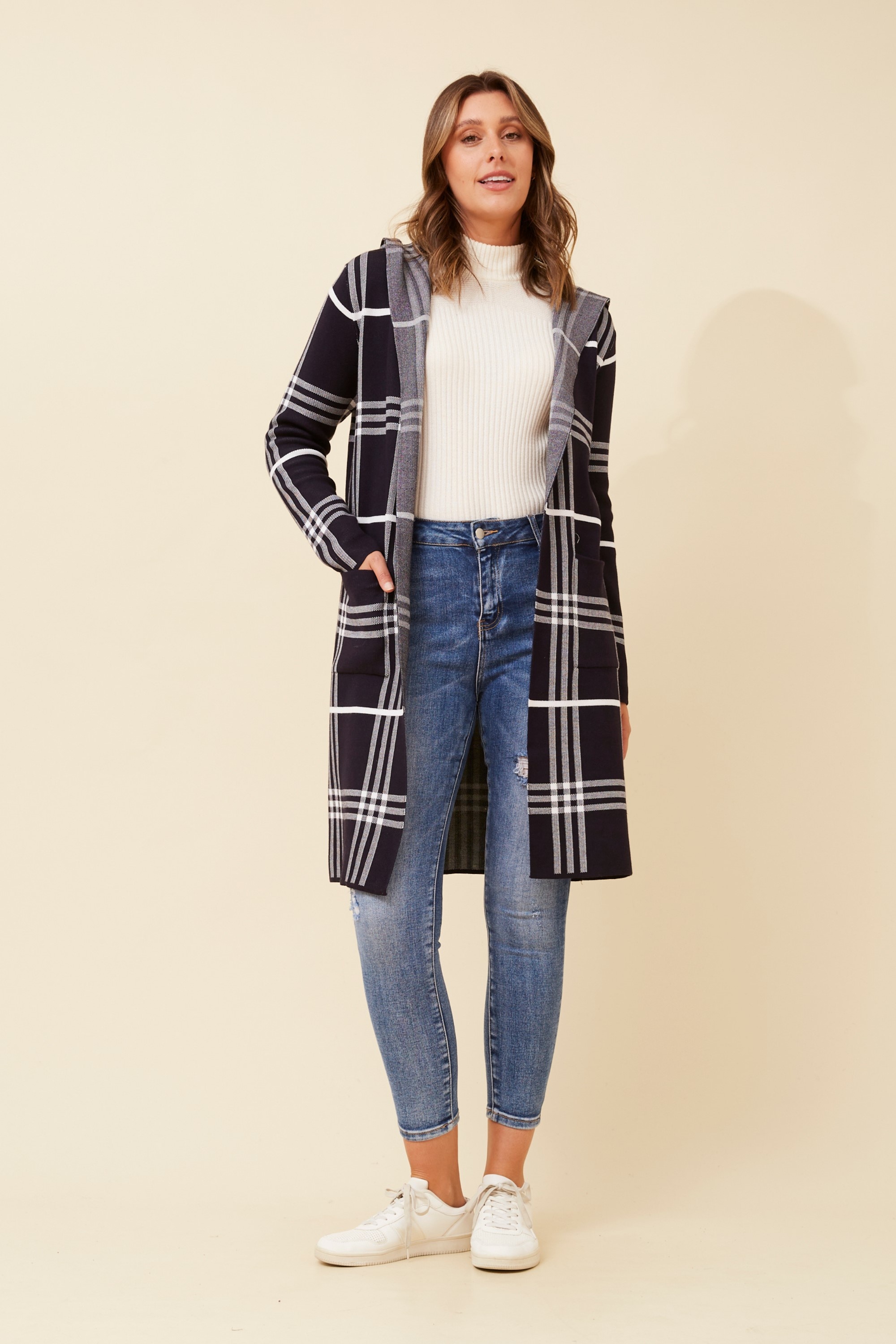 TORONTO CHECK PRINT KNIT CARDIGAN