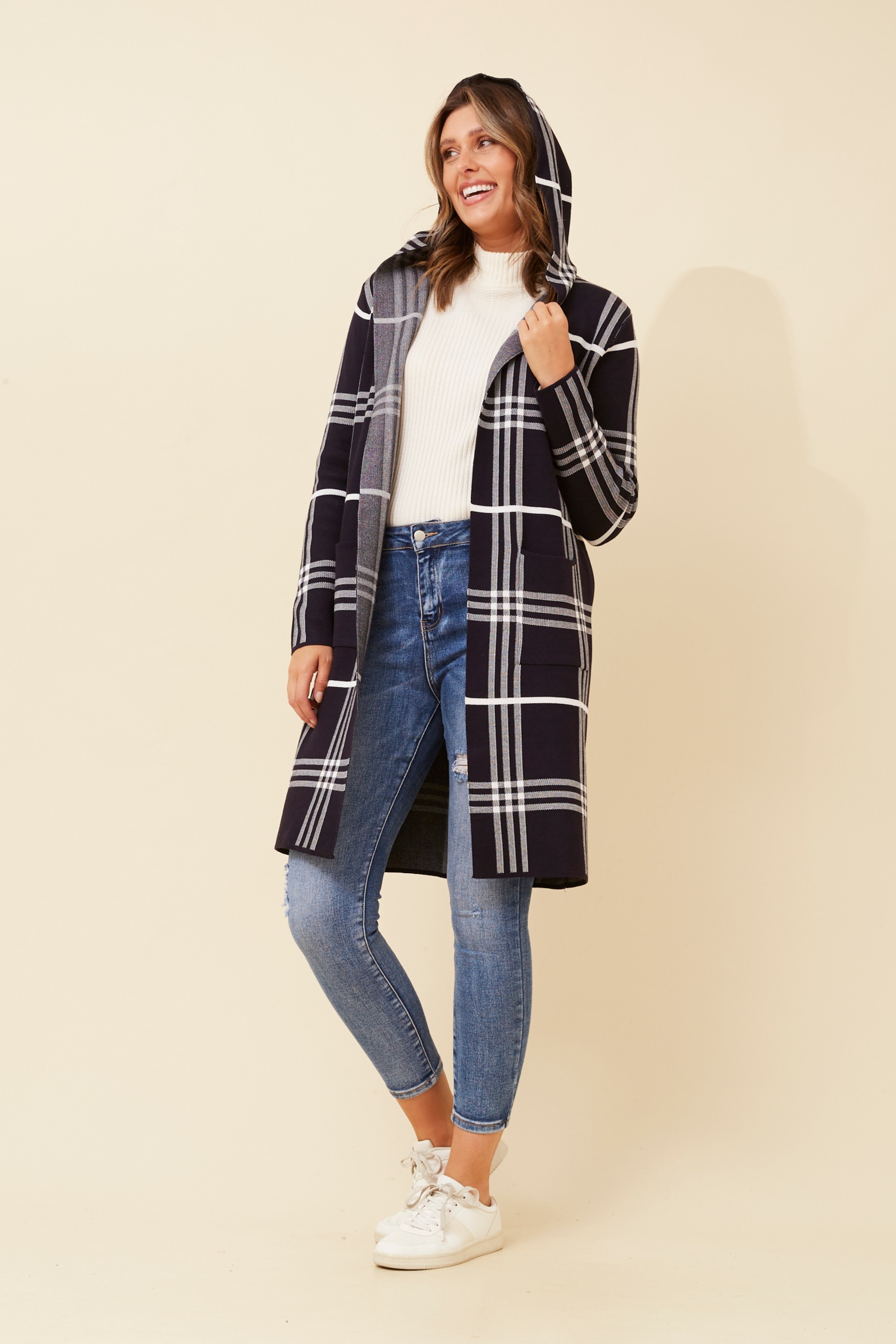 TORONTO CHECK PRINT KNIT CARDIGAN
