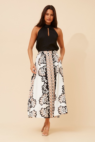 TOSCA BORDER PRINT MAXI SKIRT