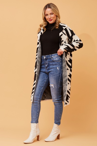 TRISHA HOUNDSTOOTH KNIT CARDIGAN