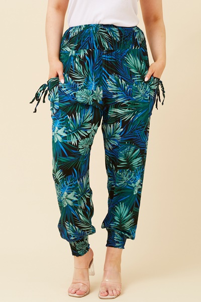 TROPICAL PRINT HAREM PANTS