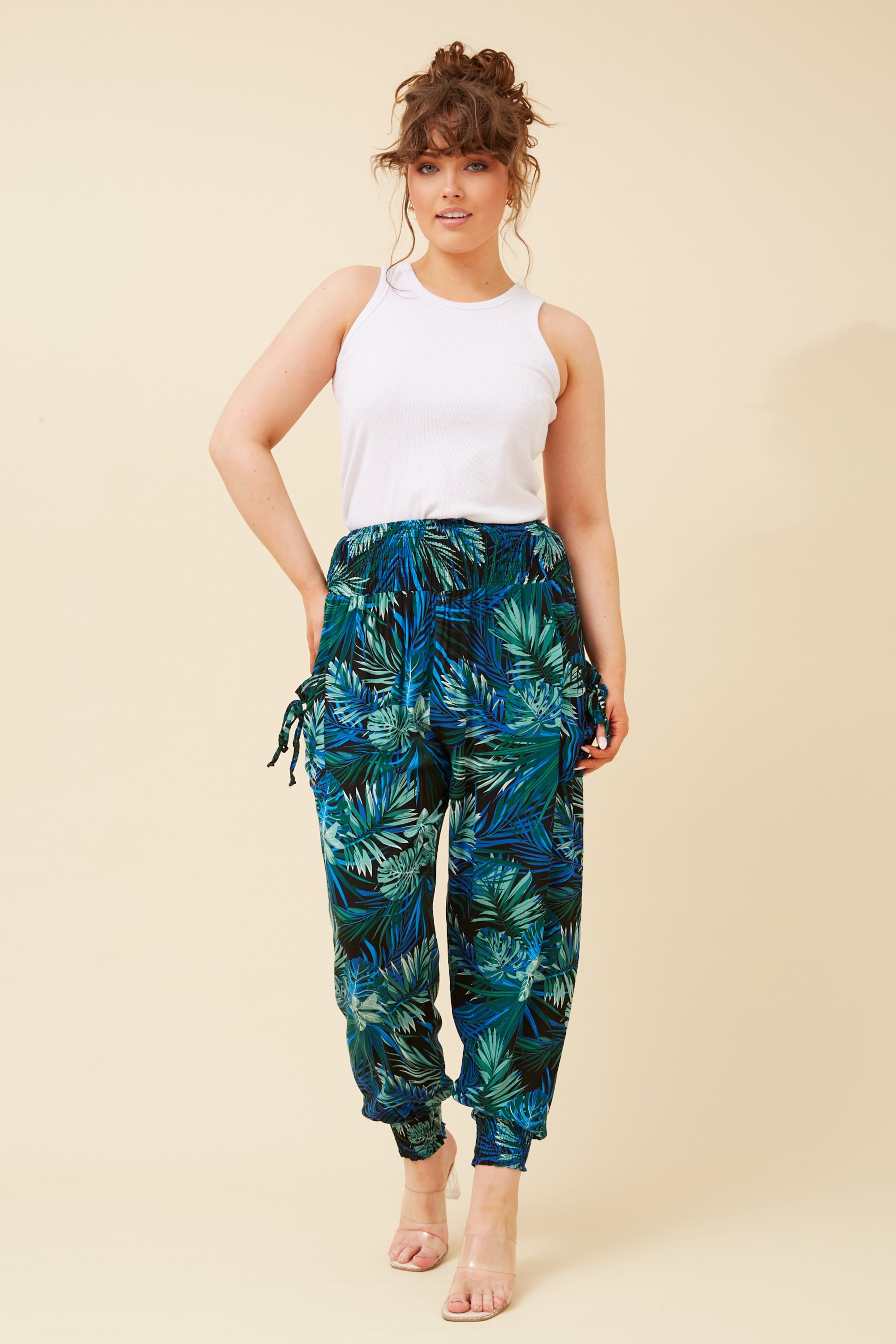 TROPICAL PRINT HAREM PANTS