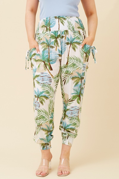 TROPICAL PRINT HAREM PANTS