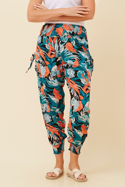 TROPICAL PRINT HAREM PANTS