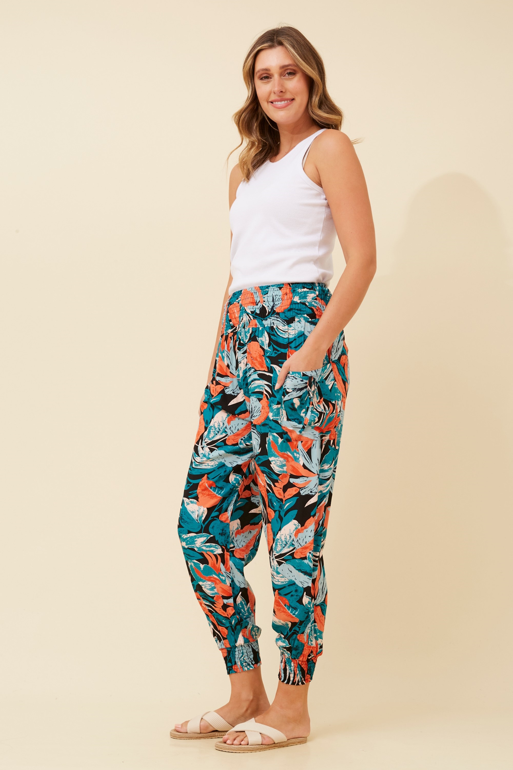 TROPICAL PRINT HAREM PANTS