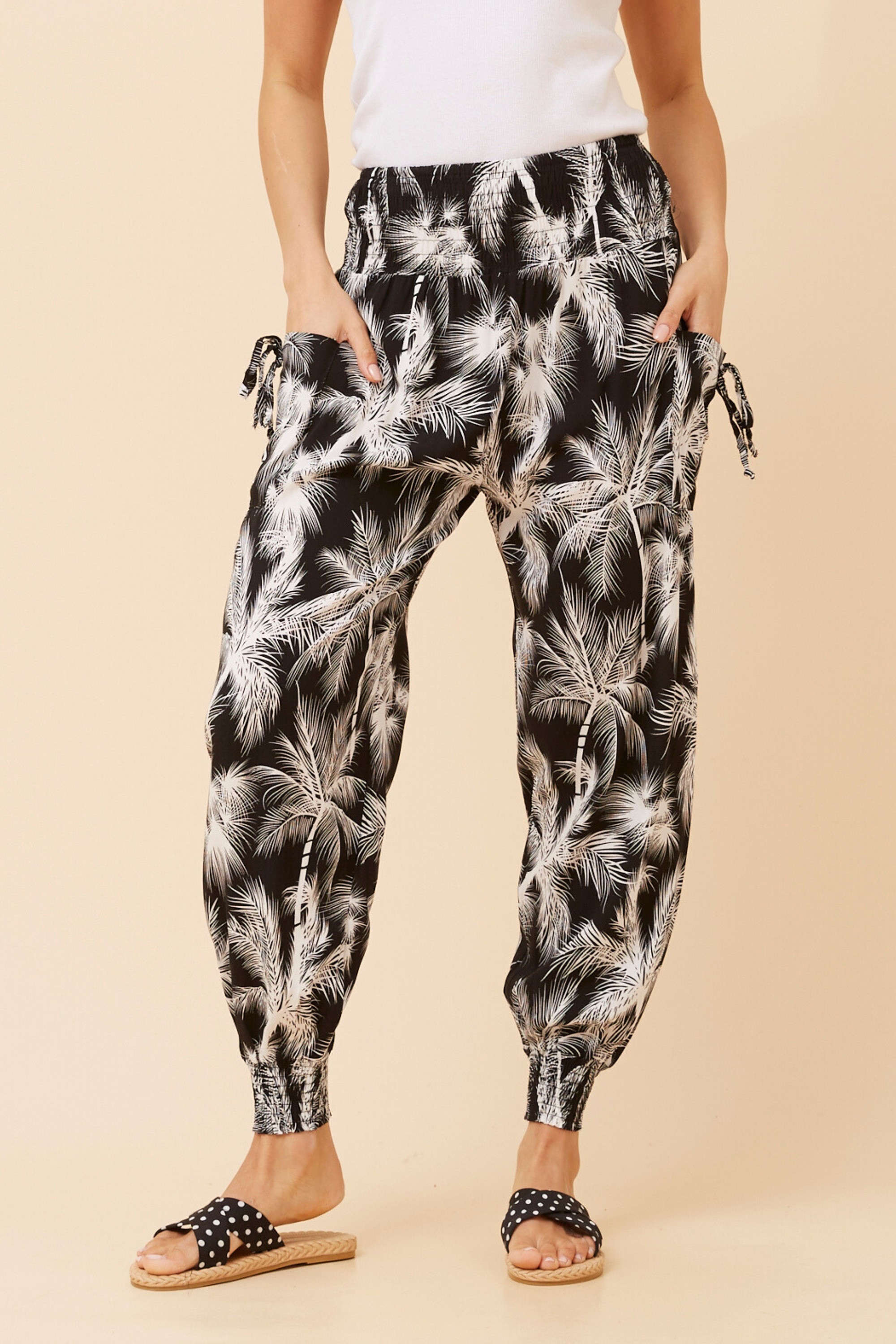 TROPICAL PRINT HAREM PANTS