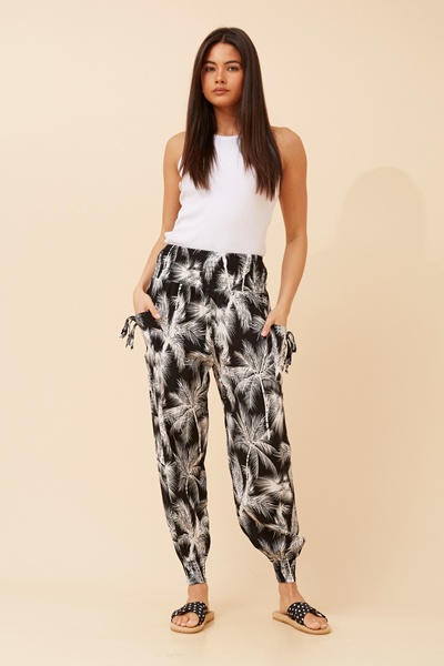 TROPICAL PRINT HAREM PANTS
