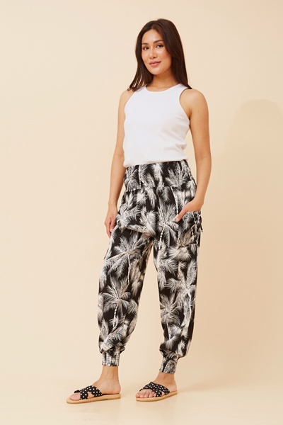 TROPICAL PRINT HAREM PANTS