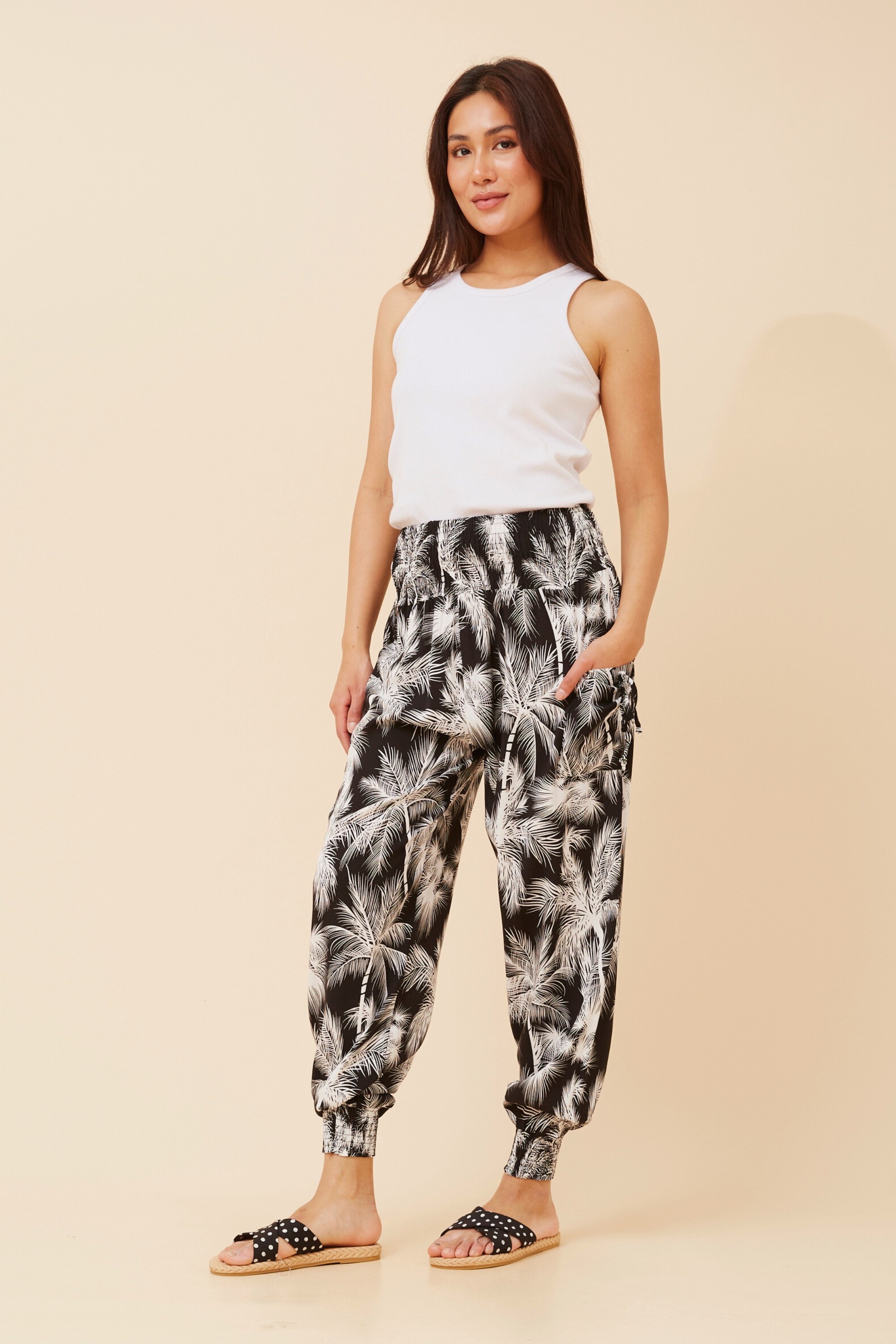 TROPICAL PRINT HAREM PANTS