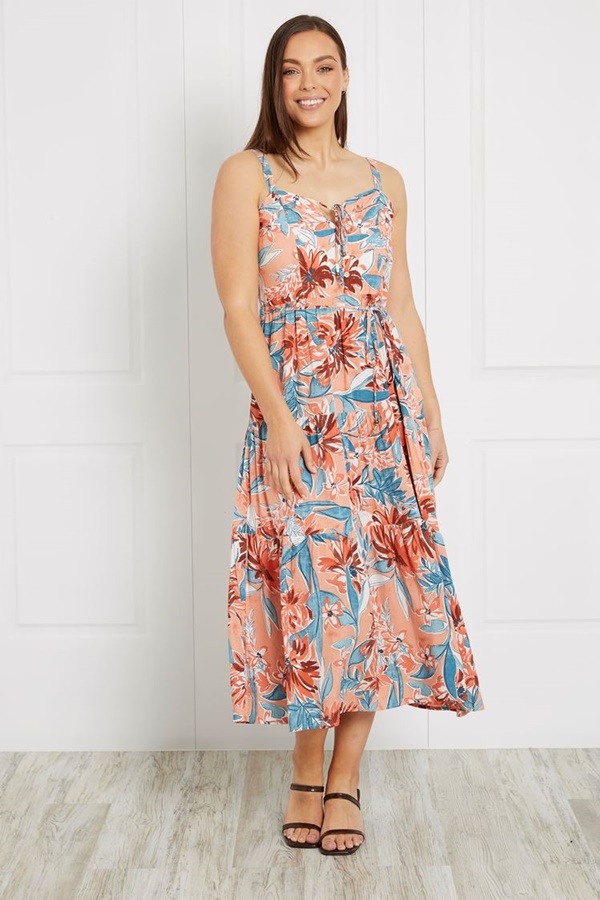 TROPICAL TIERED MIDI DRESS TROPICAL TIERED MIDI DRESS