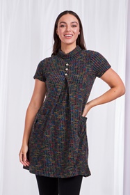 TWEED BUTTON DETAIL DRESS
