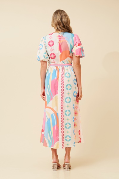 TYNAN ABSTRACT PRINT MIDI DRESS