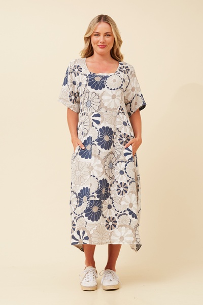 VAL FLORAL LINEN DRESS