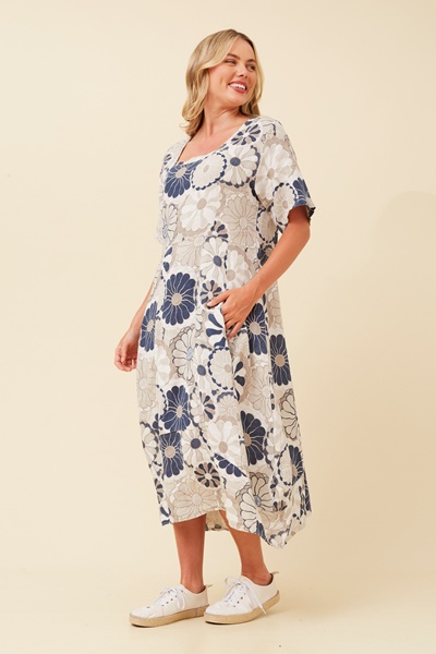 VAL FLORAL LINEN DRESS