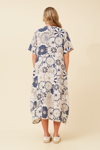 VAL FLORAL LINEN DRESS