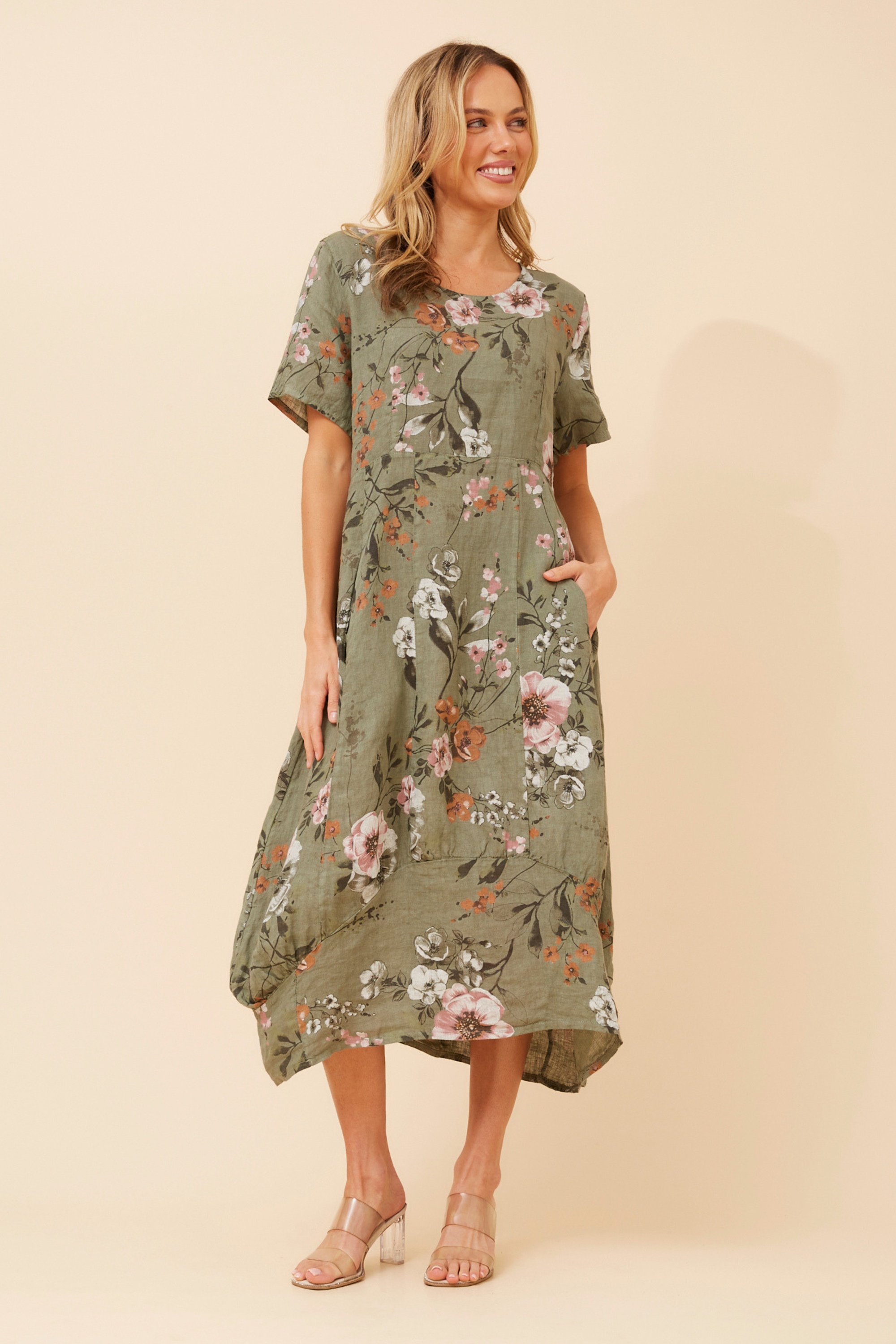 VAL FLORAL LINEN DRESS