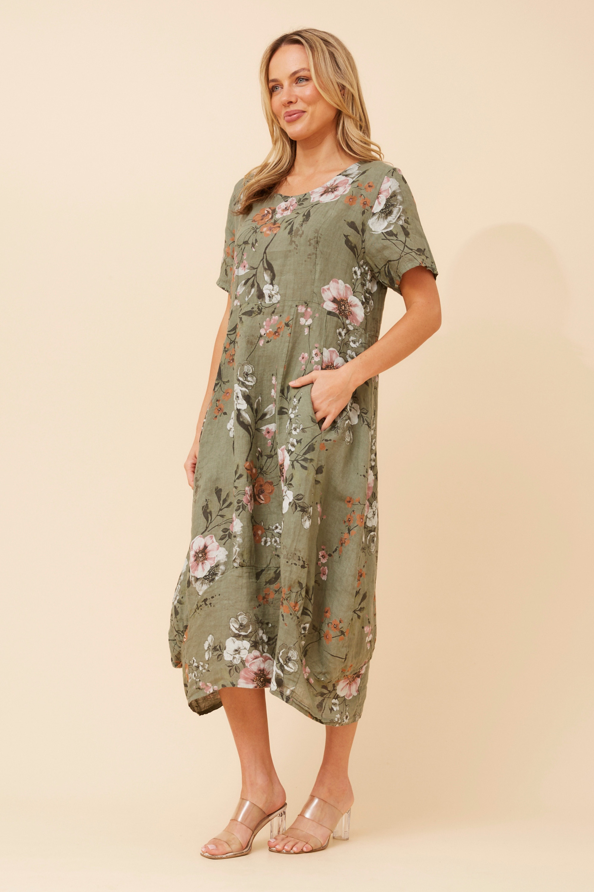 VAL FLORAL LINEN DRESS