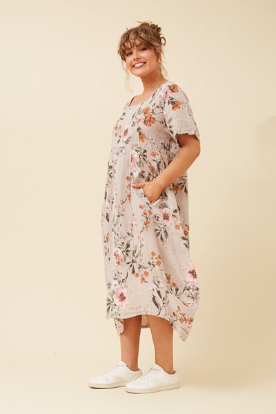 VAL FLORAL LINEN DRESS