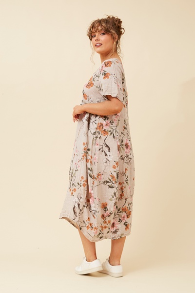 VAL FLORAL LINEN DRESS