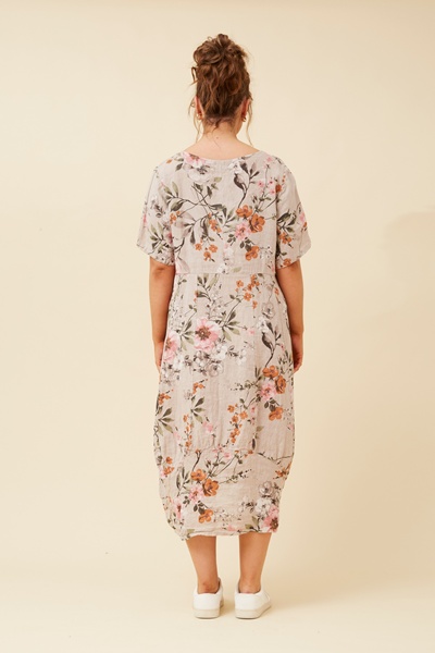 VAL FLORAL LINEN DRESS