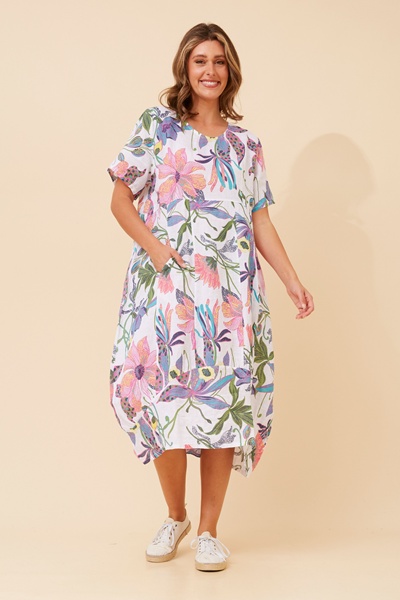 VAL GARDEN PRINT LINEN DRESS