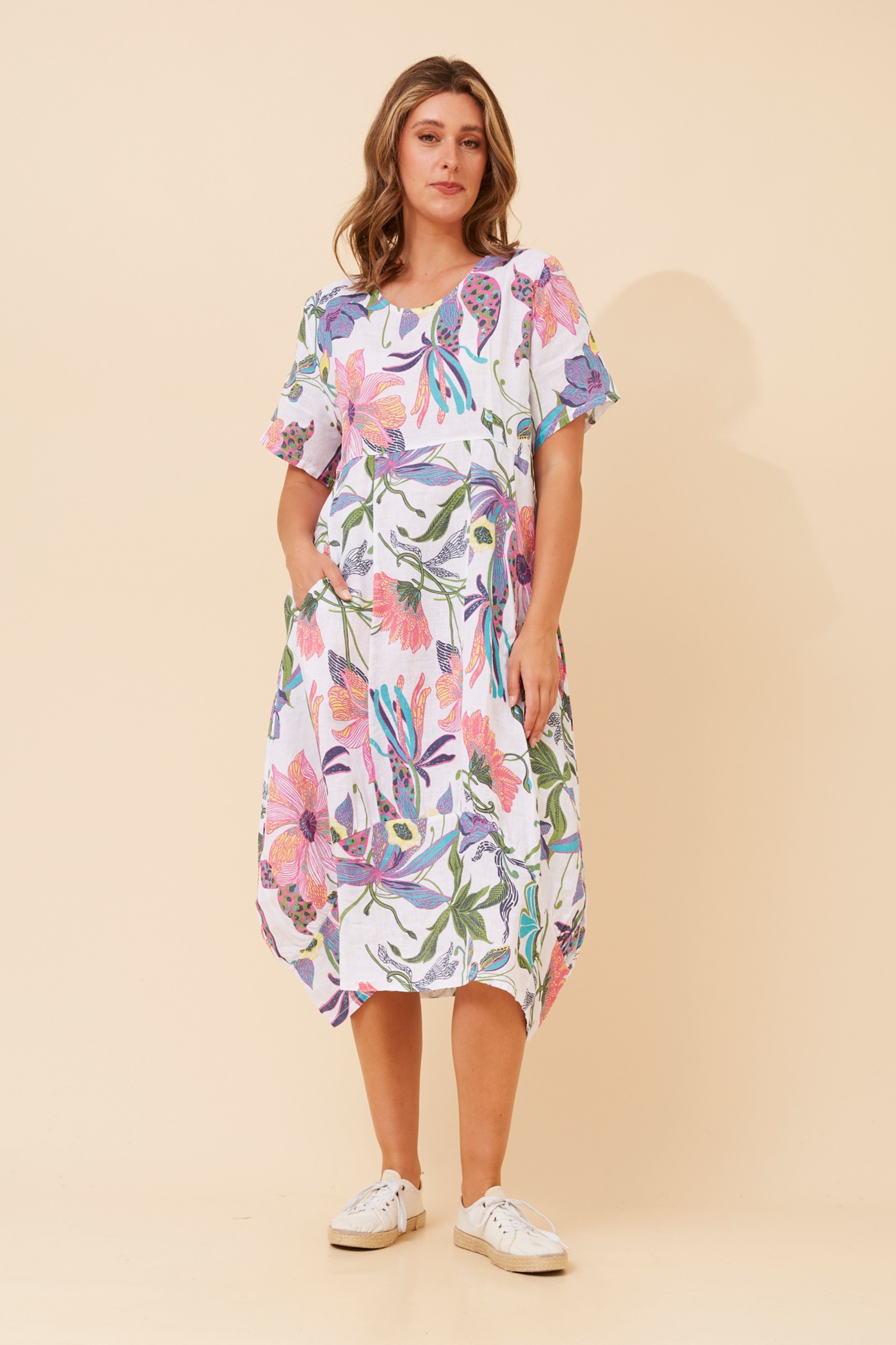 VAL GARDEN PRINT LINEN DRESS