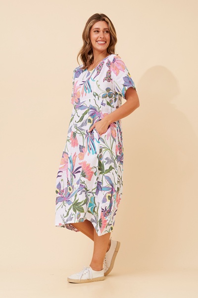 VAL GARDEN PRINT LINEN DRESS