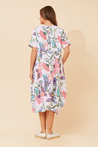 VAL GARDEN PRINT LINEN DRESS