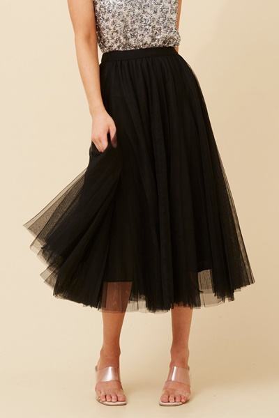 VALDA TULLE MIDI SKIRT