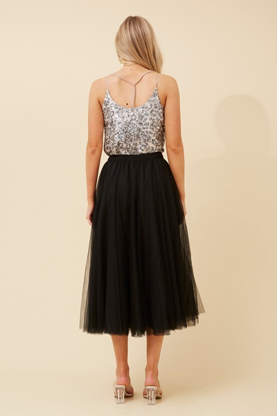 VALDA TULLE MIDI SKIRT