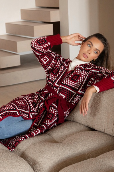 VALENTINA PATCHWORK PATTERN KNIT CARDIGAN