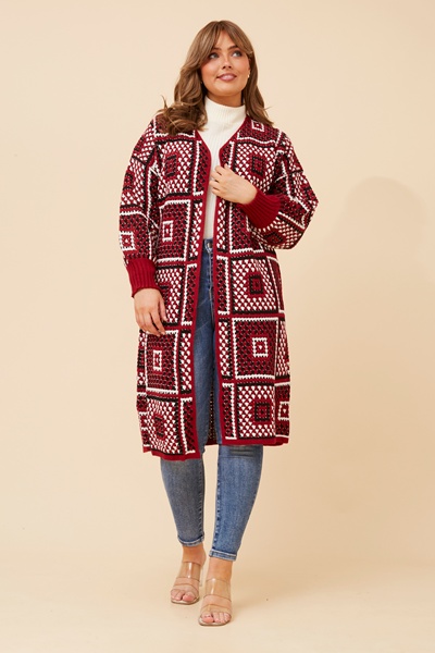 VALENTINA PATCHWORK PATTERN KNIT CARDIGAN
