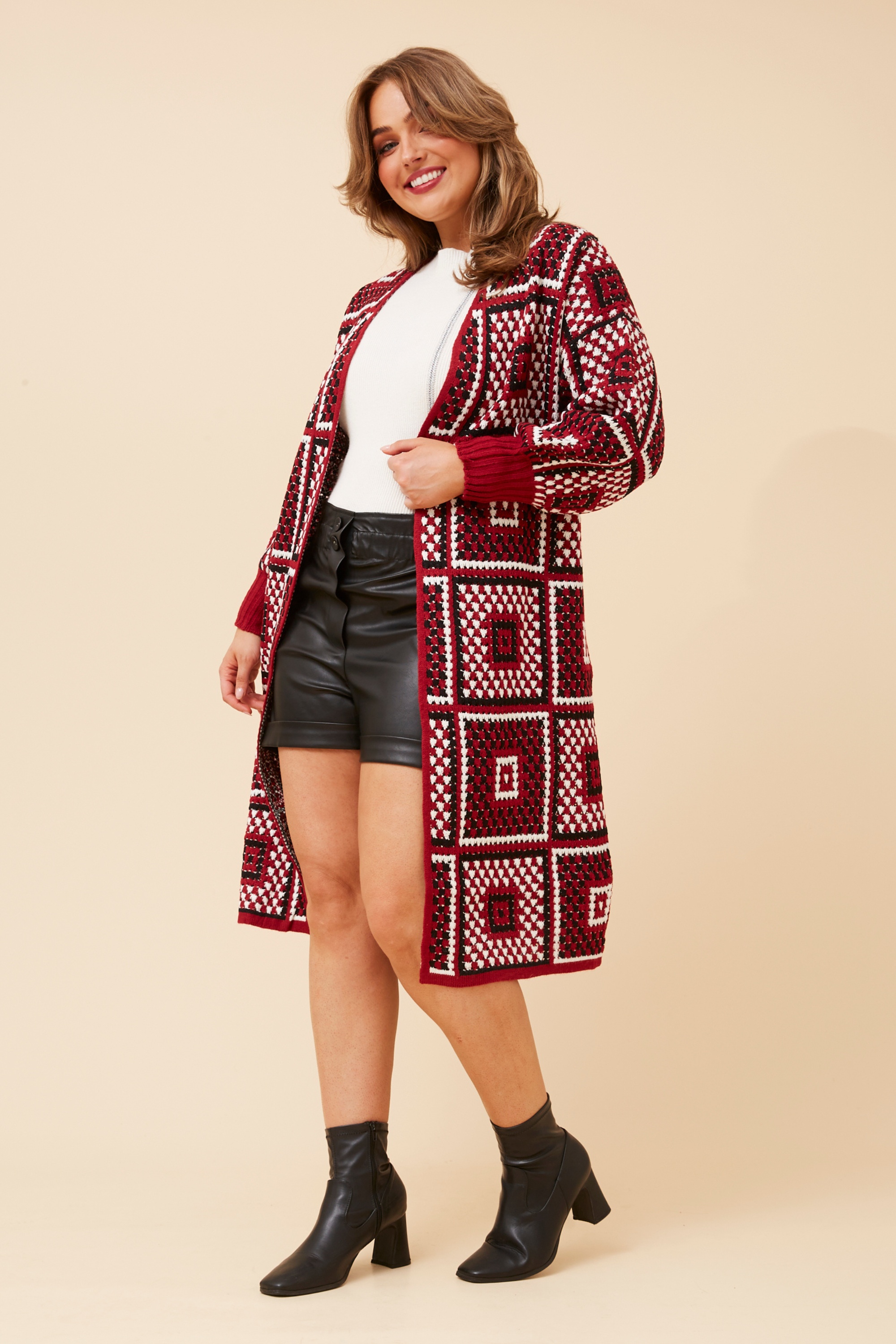 VALENTINA PATCHWORK PATTERN KNIT CARDIGAN