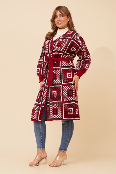 VALENTINA PATCHWORK PATTERN KNIT CARDIGAN