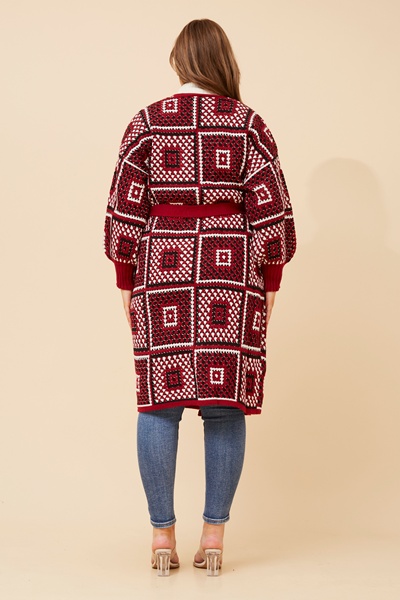 VALENTINA PATCHWORK PATTERN KNIT CARDIGAN
