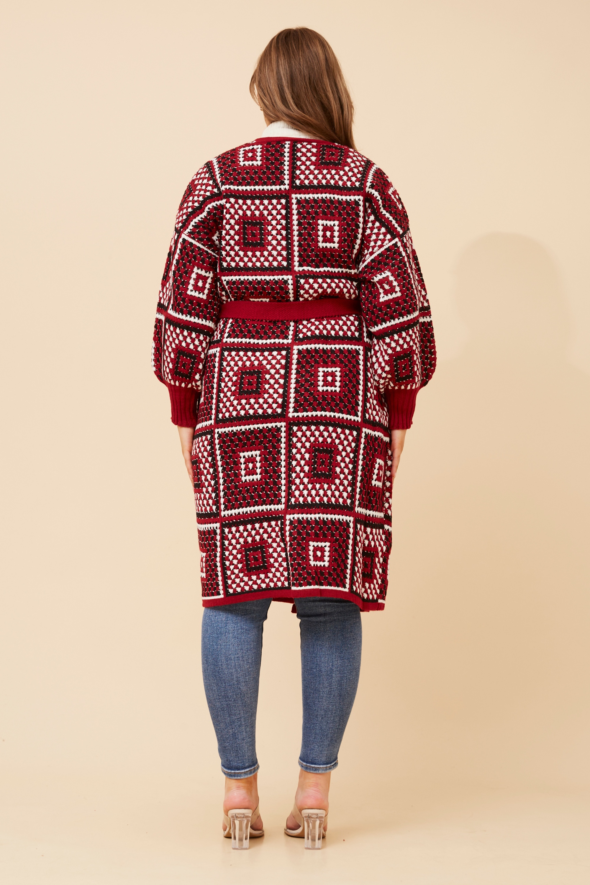 VALENTINA PATCHWORK PATTERN KNIT CARDIGAN