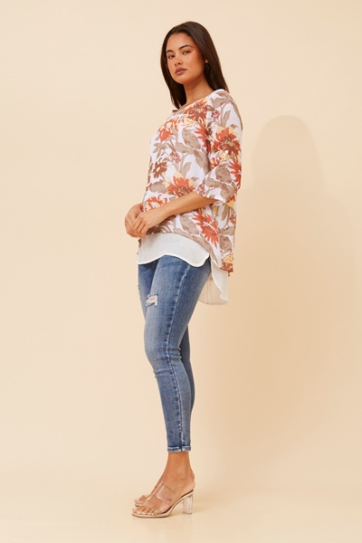 VANDELIA FLORAL DOUBLE LAYERED TOP