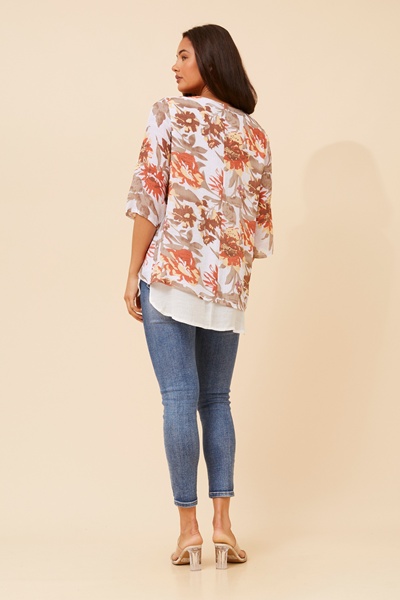 VANDELIA FLORAL DOUBLE LAYERED TOP