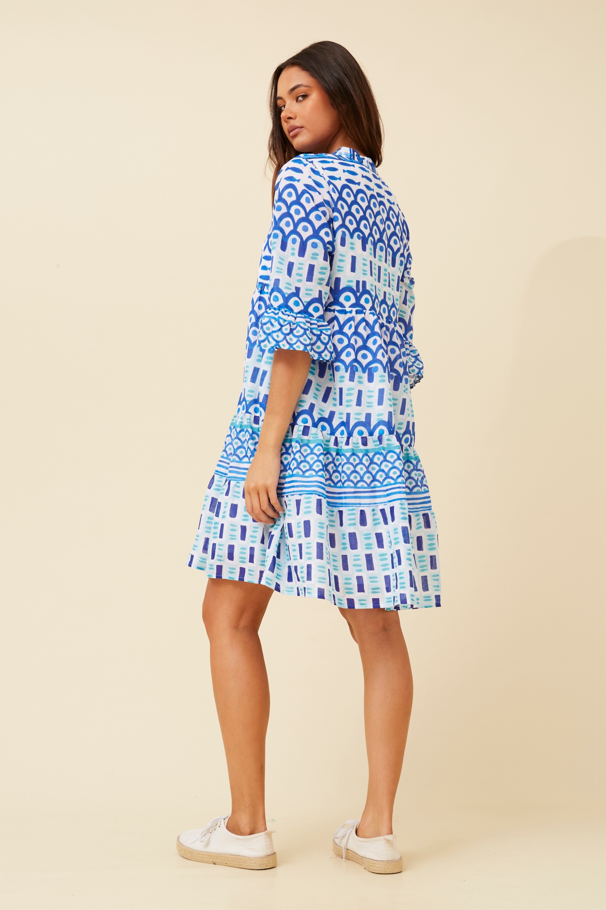 VEDA BOHO TIERED SHORT DRESS