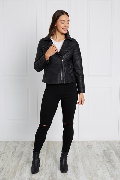 VEGAN LEATHER BIKER JACKET
