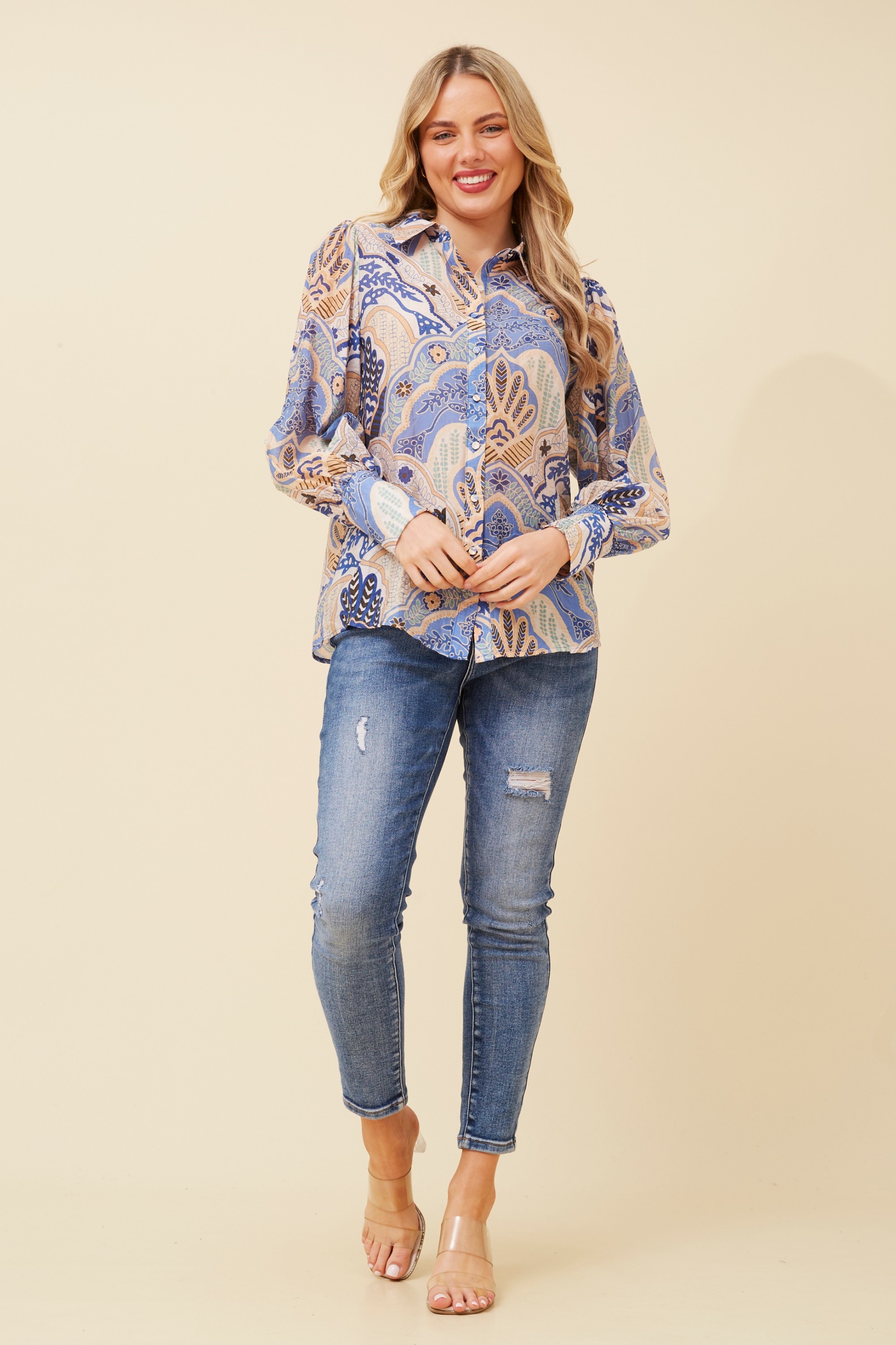 VELLE ABSTRACT PRINT SHIRT