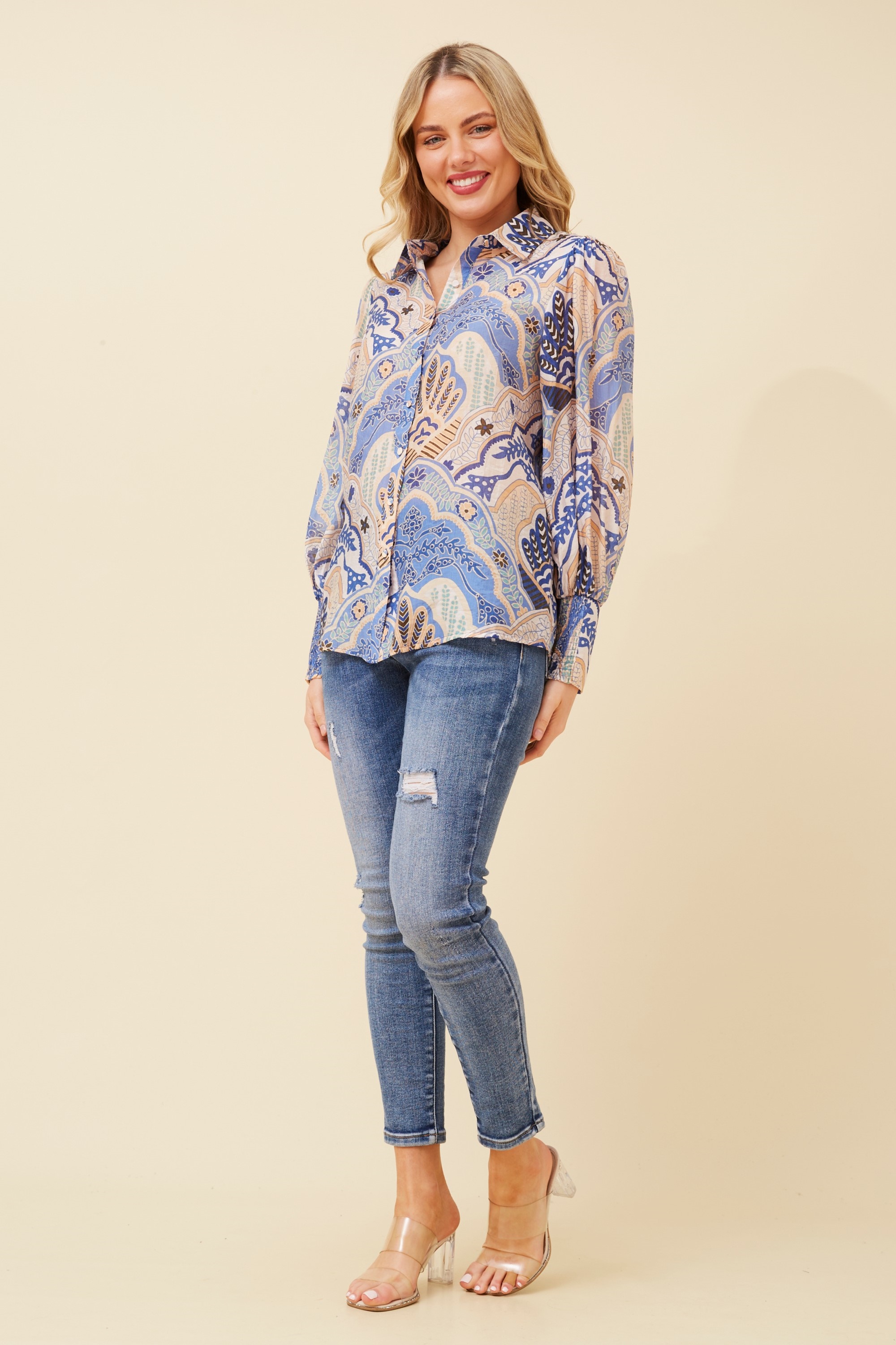 VELLE ABSTRACT PRINT SHIRT