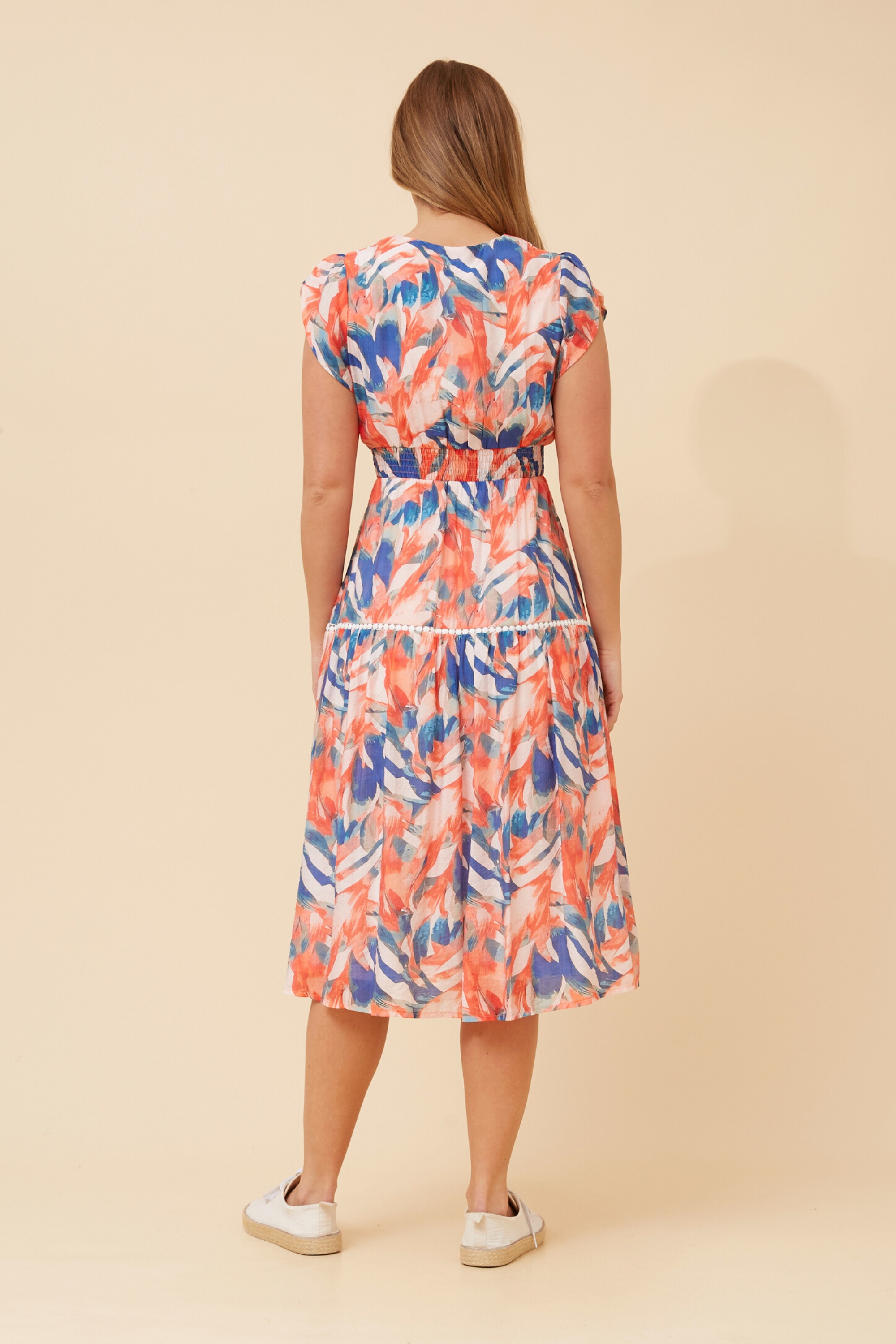 VENNIE ABSTRACT PRINT MIDI DRESS