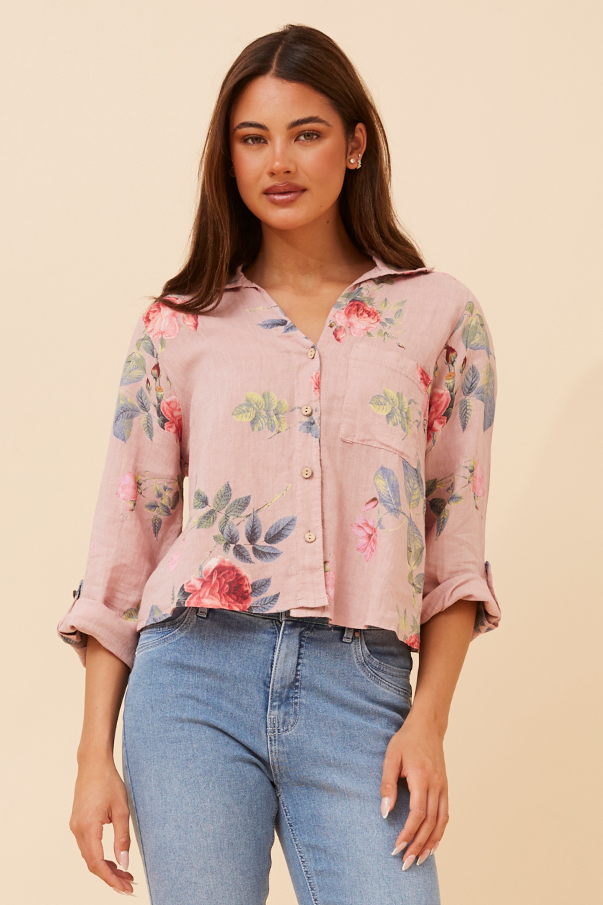 VERNICE FLORAL LINEN SHIRT