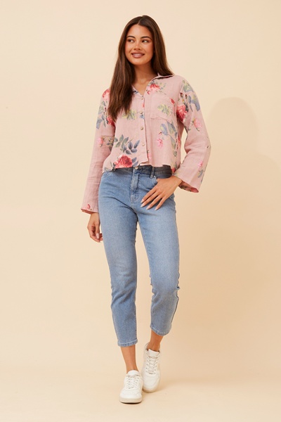 VERNICE FLORAL LINEN SHIRT