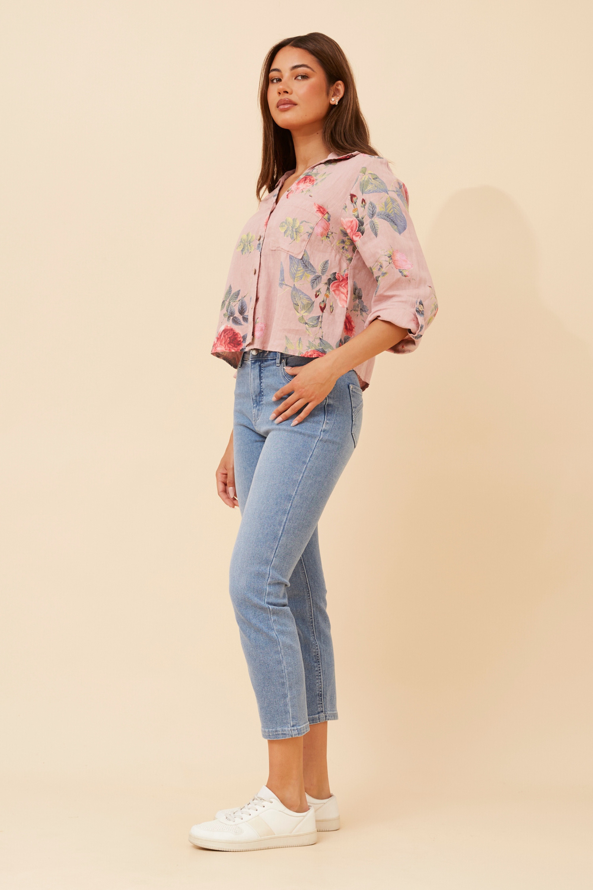 VERNICE FLORAL LINEN SHIRT
