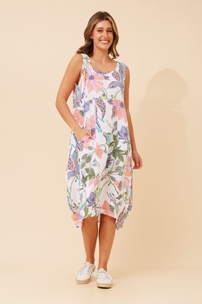 VERONA GARDEN PRINT LINEN DRESS